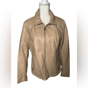 Kenneth Cole Reaction Vegan Leather Moto Jacket in Honey, Size Large #226